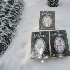 Lace Ornament Kits VTG 1992 Designs For The Needle Candles Kitty Sampler NOS